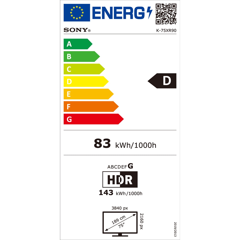 Televizor QLED Smart SONY Bravia 9 K75XR90PAEP, Ultra HD 4K, HDR, 189 cm