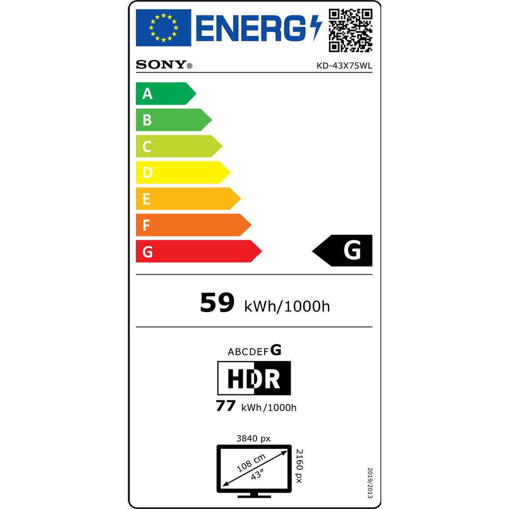 Televizor LED Smart SONY BRAVIA 43X75WL, Ultra HD 4K, HDR, 108cm