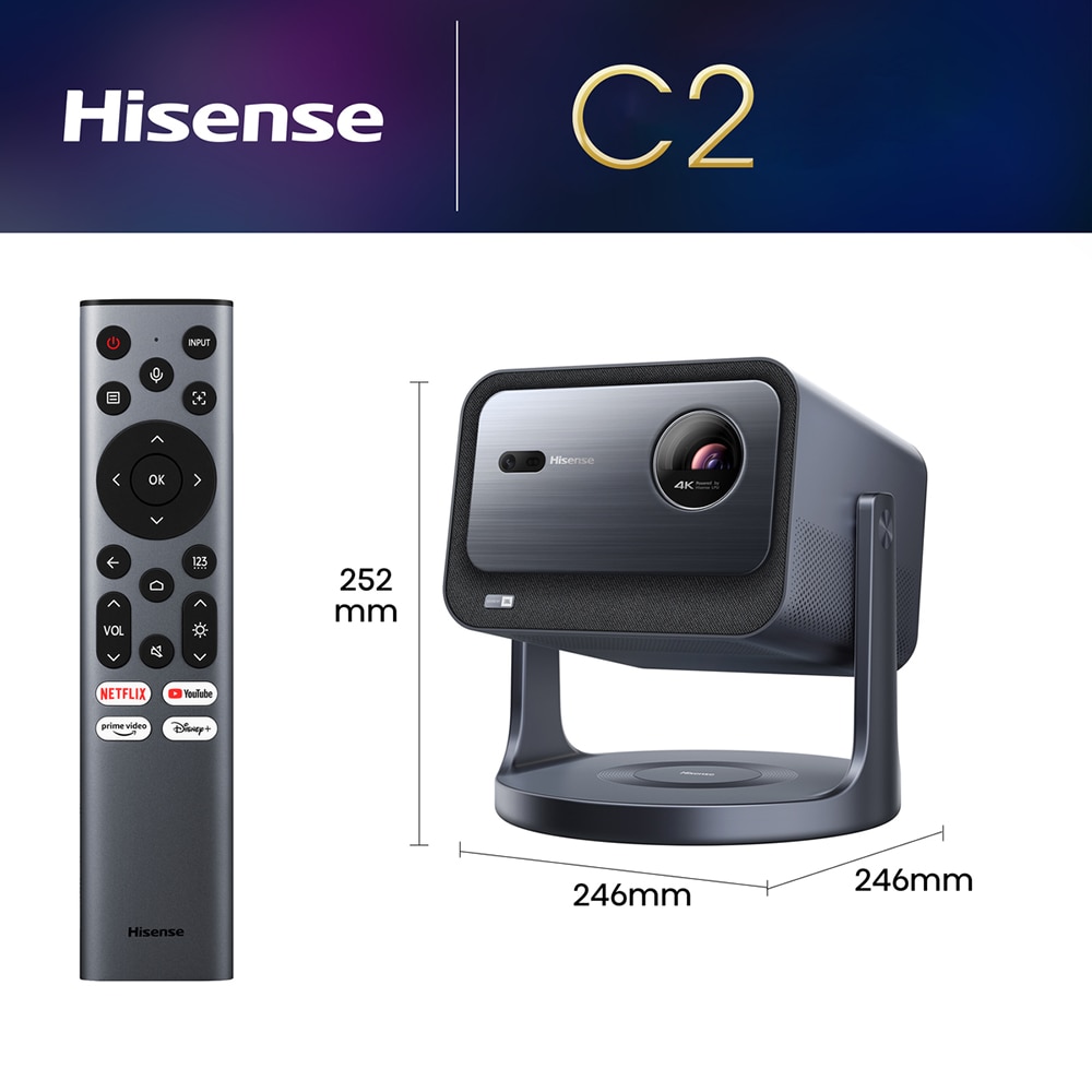 Mini Proiector Smart HISENSE C2, Ultra HD 4K, HDR10+, 165-762cm