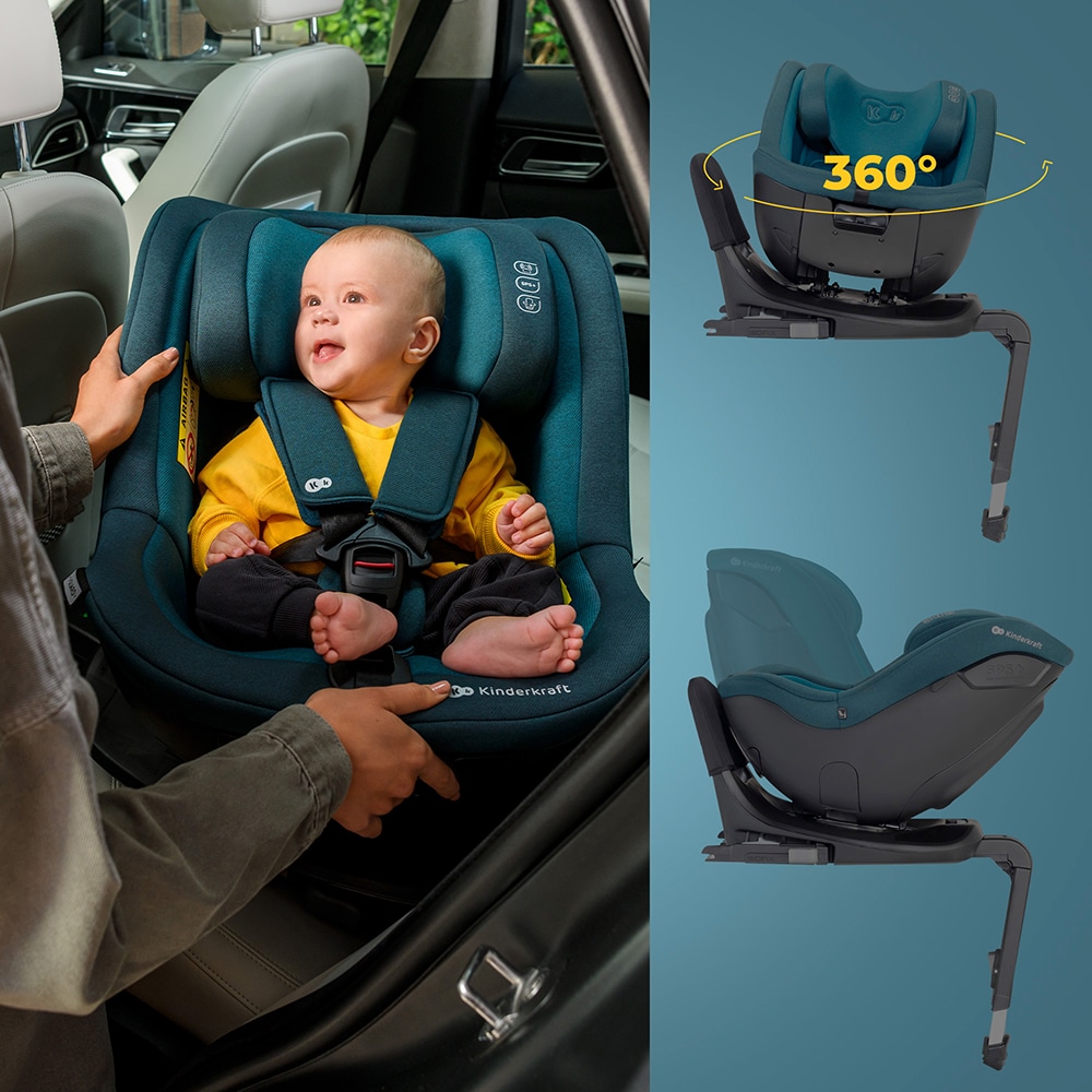 Scaun auto KINDERKRAFT I-Guard Pro KCIGUAPRBLU, 5 puncte, 9-25kg, i-Size, albastru petrol-negru