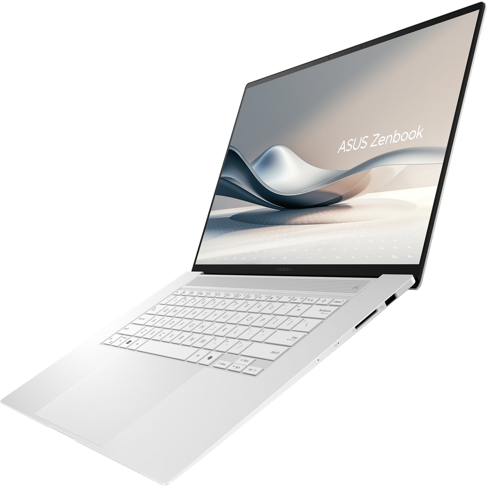 Laptop ASUS Zenbook 16 OLED UM5606WA-RK276X, AMD Ryzen AI 9 HX 370 pana la 5.1GHz, 16" 3K, 32GB, SSD 1TB, AMD Radeon 690M Graphics, Windows 11 Pro, Scandinavian White
