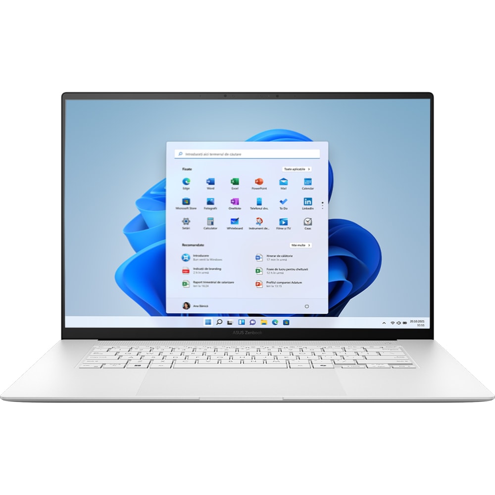 Laptop ASUS Zenbook 16 OLED UM5606WA-RK276X, AMD Ryzen AI 9 HX 370 pana la 5.1GHz, 16" 3K, 32GB, SSD 1TB, AMD Radeon 690M Graphics, Windows 11 Pro, Scandinavian White