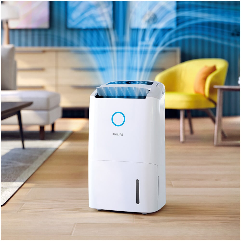 Dezumidificator si purificator aer PHILIPS Seria 5000 DE5305/11, 26.5 l/24 h, 4l, 270 m3/h, 245W, 54dB, HEPA NanoProtect, alb 