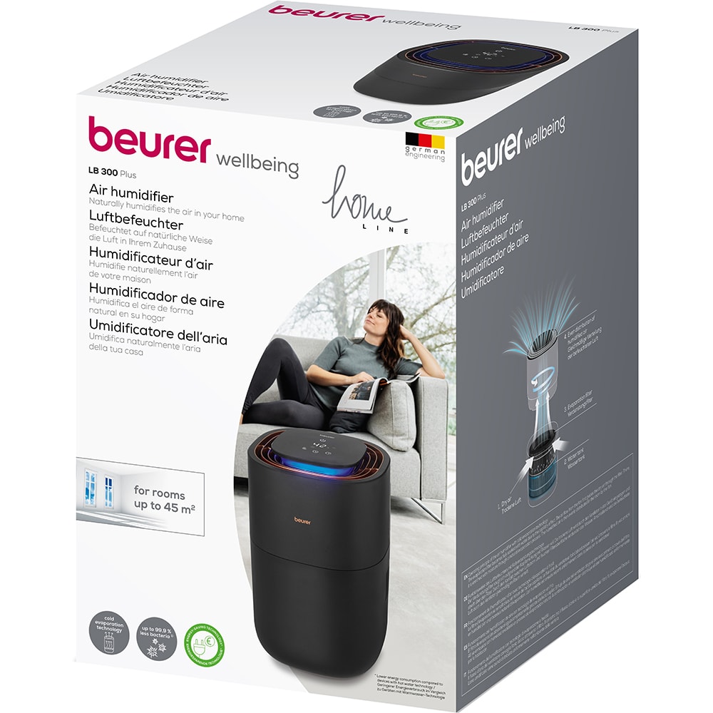 Umidificator BEURER LB300, 3 l, 26W, Mod automat inteligent, negru