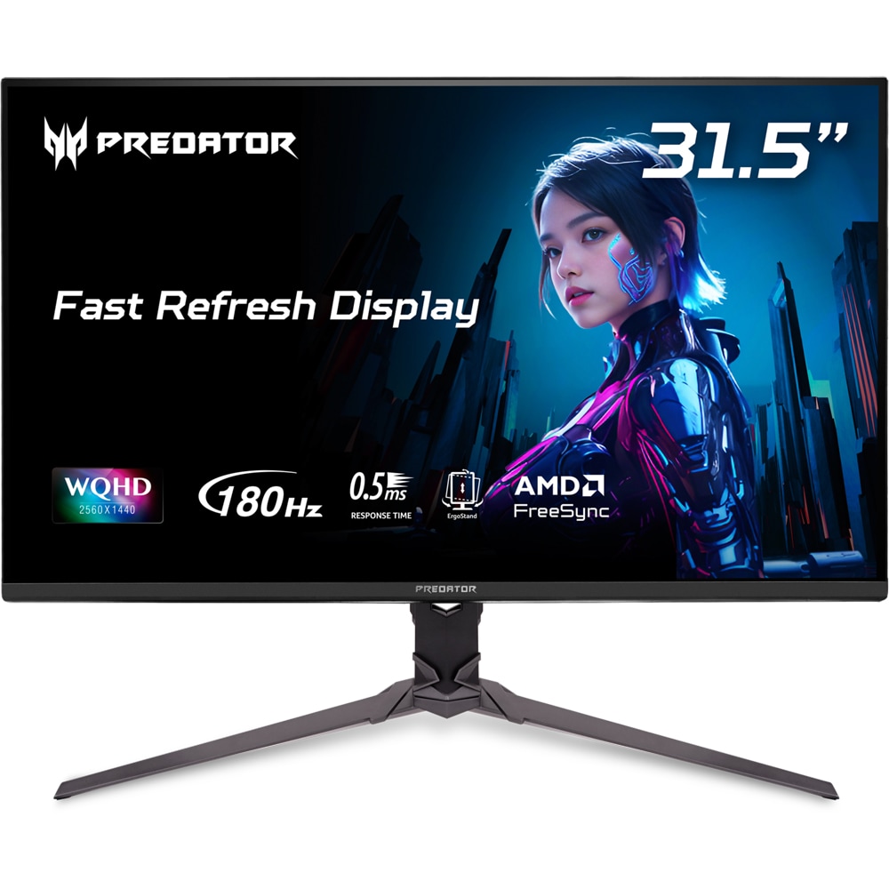 Monitor Gaming LED IPS ACER Predator XB323QUP, 31.5", QHD, 180 Hz, AMD FreeSync, HDR10, boxe, negru