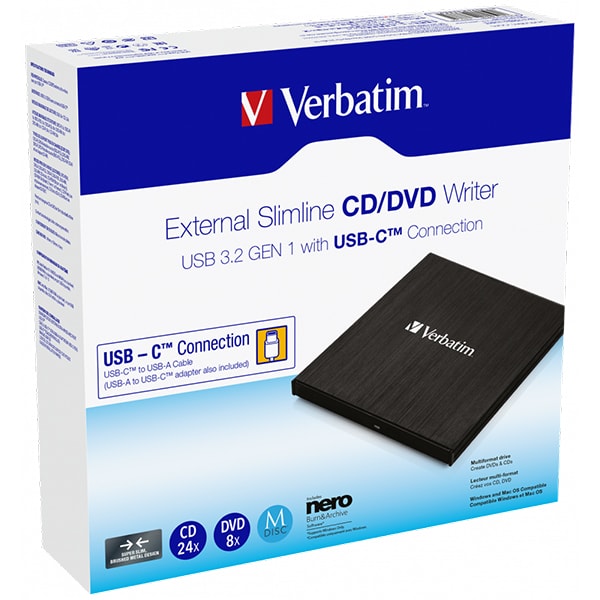 Unitate optica DVD-RW VERBATIM Slimline 43886, 8x, negru