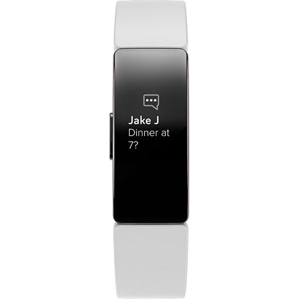 Bratara fitness FITBIT Inspire HR, Android/iOS, silicon, alb-negru