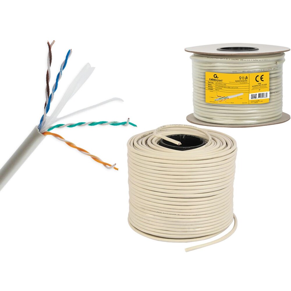 Cablu de retea UTP CAT6 GEMBIRD UPC-6004SE-SOL/100, 100 m, gri