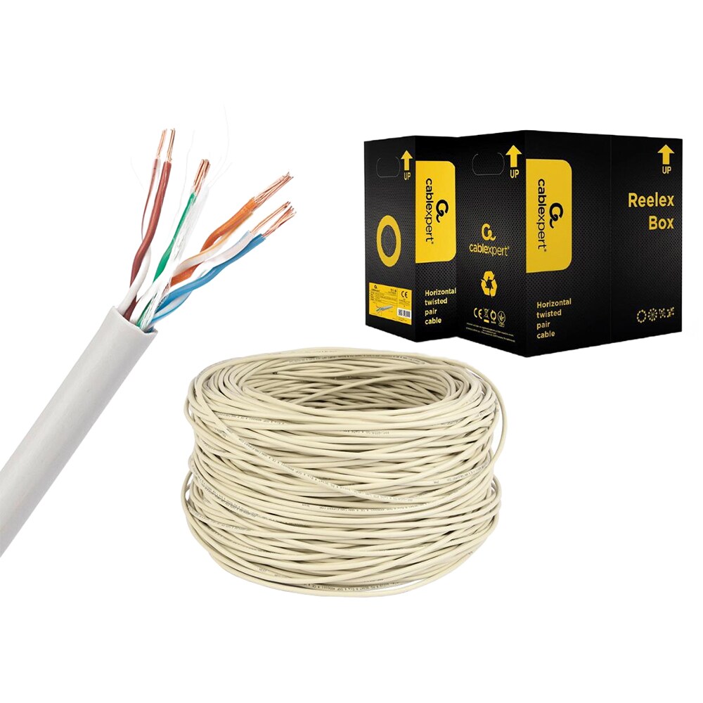 Cablu de retea UTP CAT5e GEMBIRD UPC-5004E-L, 305 m, gri