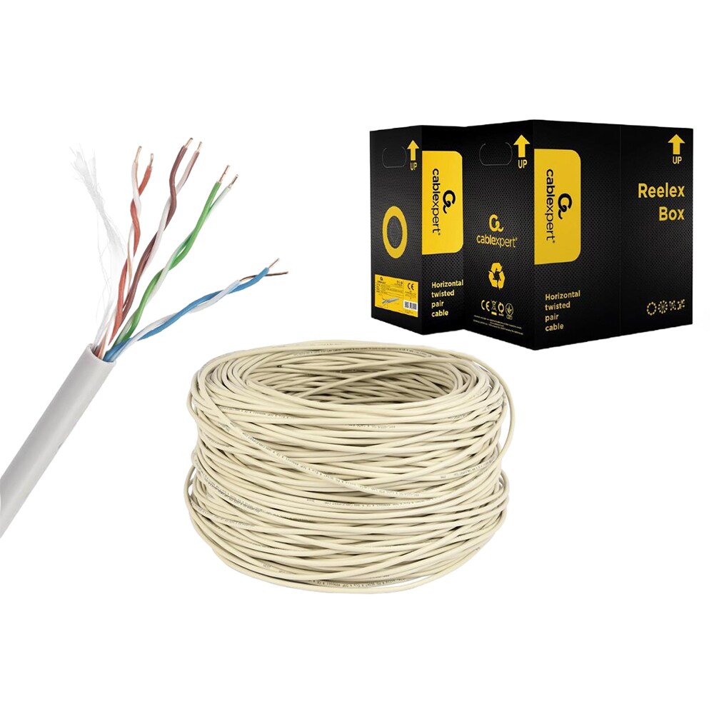 Cablu de retea UTP CAT5e GEMBIRD UPC-5004E-SO, 305 m, gri