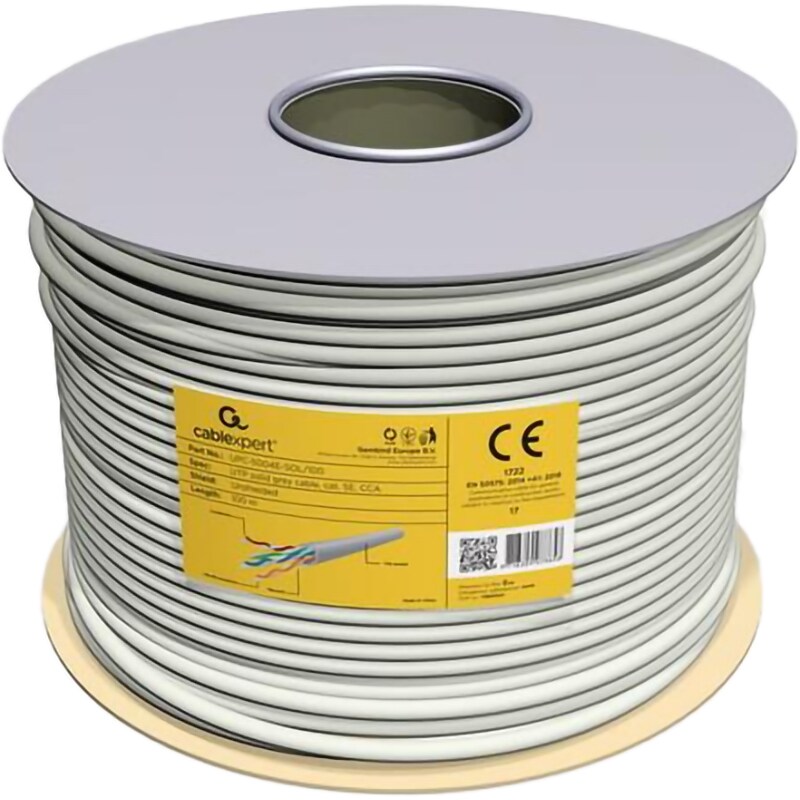Cablu de retea UTP CAT5e GEMBIRD UPC-5004E-SOL/100, 100m, gri