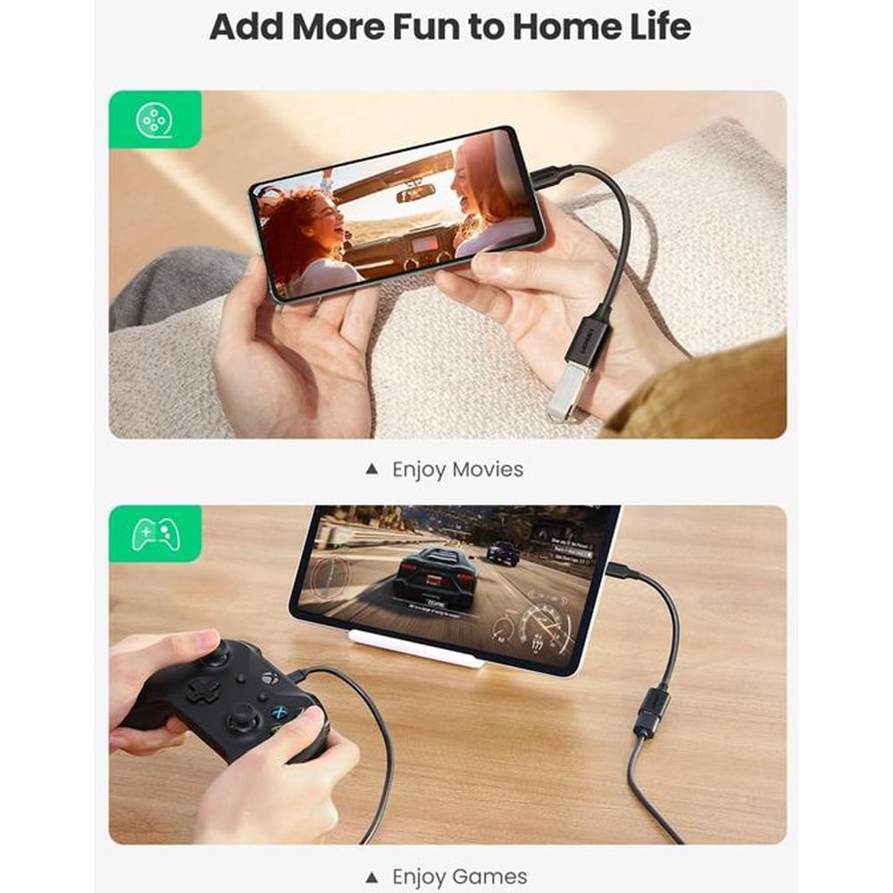Cablu adaptor OTG USB C - USB A UGREEEN 30701, negru