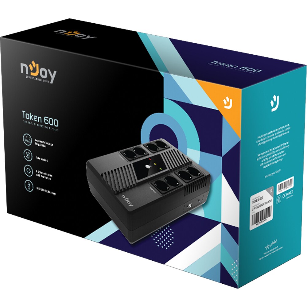 Unitate UPS NJOY Token 600, 600VA, AVR, Schuko