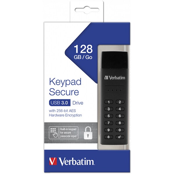 Memorie USB VERBATIM Keypad Secure, 128GB, USB 3.0, negru