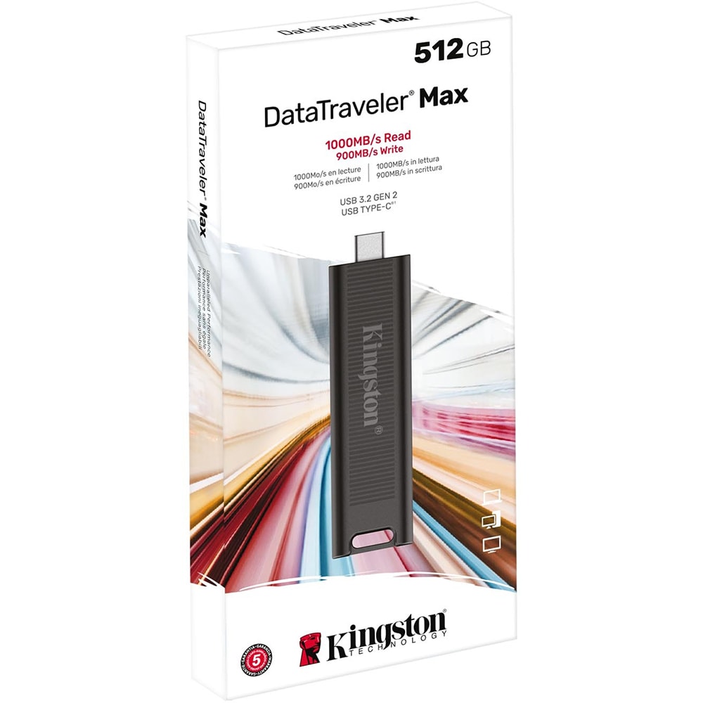 Memorie USB KINGSTON DataTraveler DTMAX/512GB, 512GB, USB 3.2 Type-C Gen 2, negru