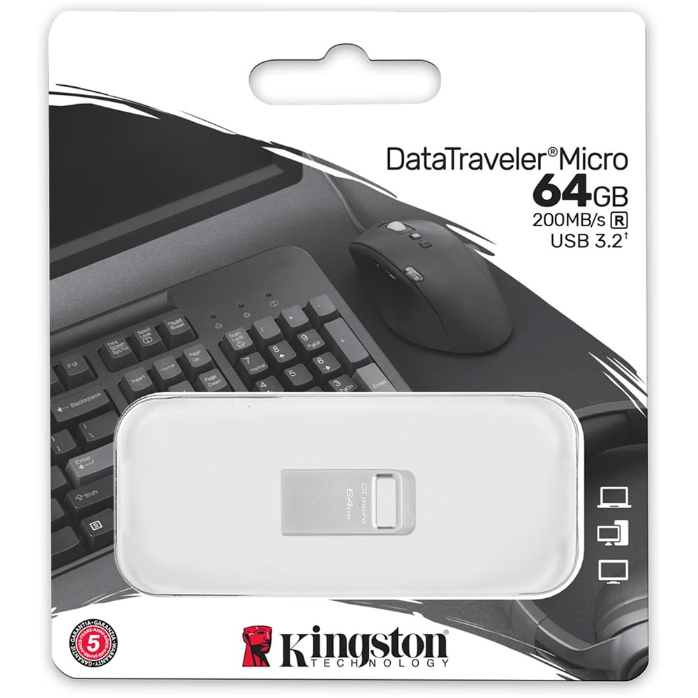 Memorie USB KINGSTON DataTraveler Micro DTMC3G2, 64GB, USB 3.2, argintiu