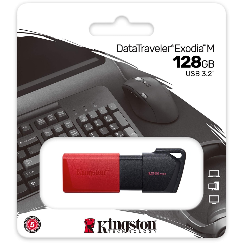 Memorie USB KINGSTON DataTraveler Exodia M DTXM/128GB, 128GB, USB 3.2, rosu