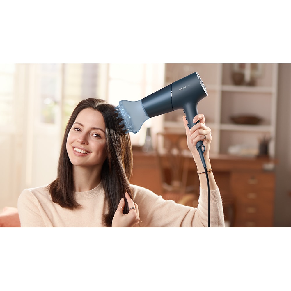Uscator de par PHILIPS Seria 5000 BHD512/00, 2300W, 2 viteze, 3 trepte temperatura, ThermoShield, verde inchis