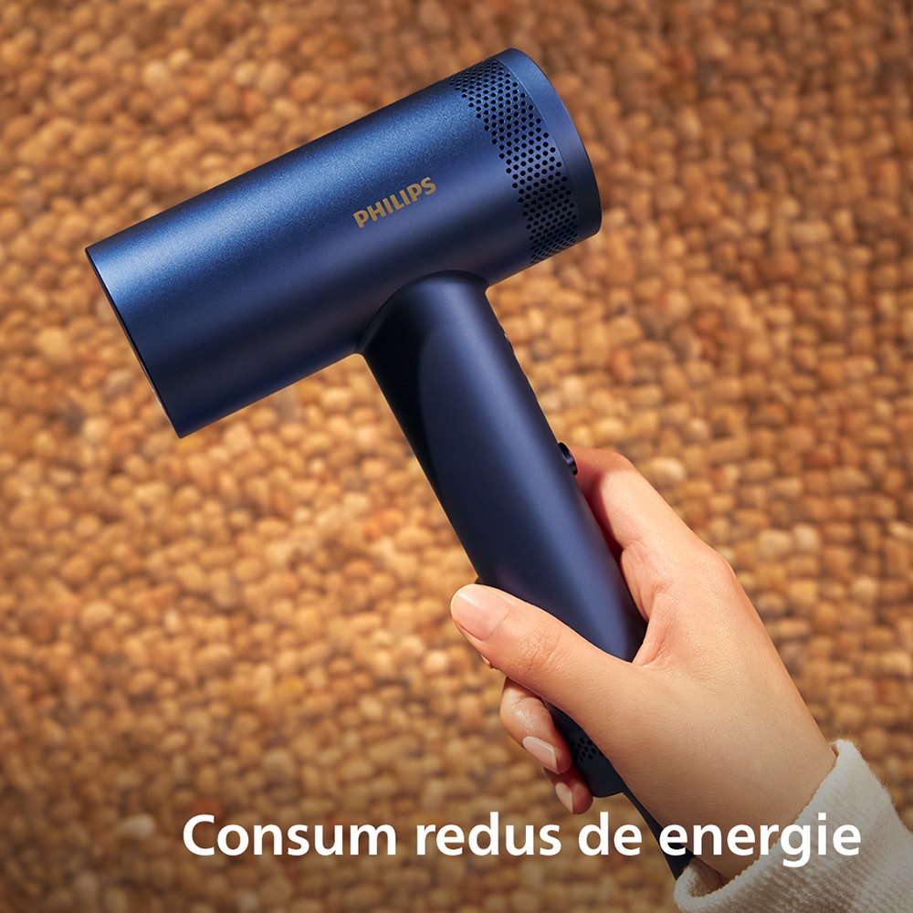 Uscator de par PHILIPS BHD839/00 Seria 8000, 1400W, Tehnologie ThermoShield, 3 viteze, 4 trepte temperatura, albastru