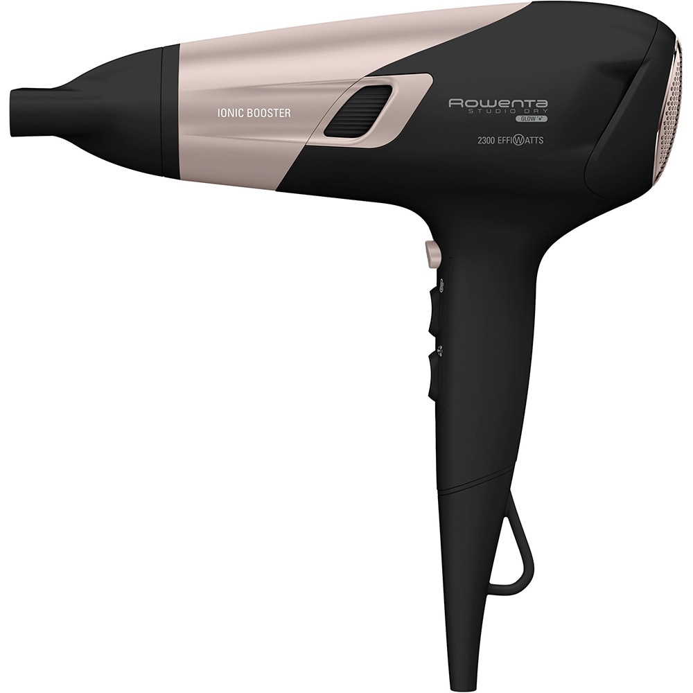 Uscator de par ROWENTA Studio Dry Glow CV5831F0, 2 viteze, 3 trepte temperatura, negru-roz