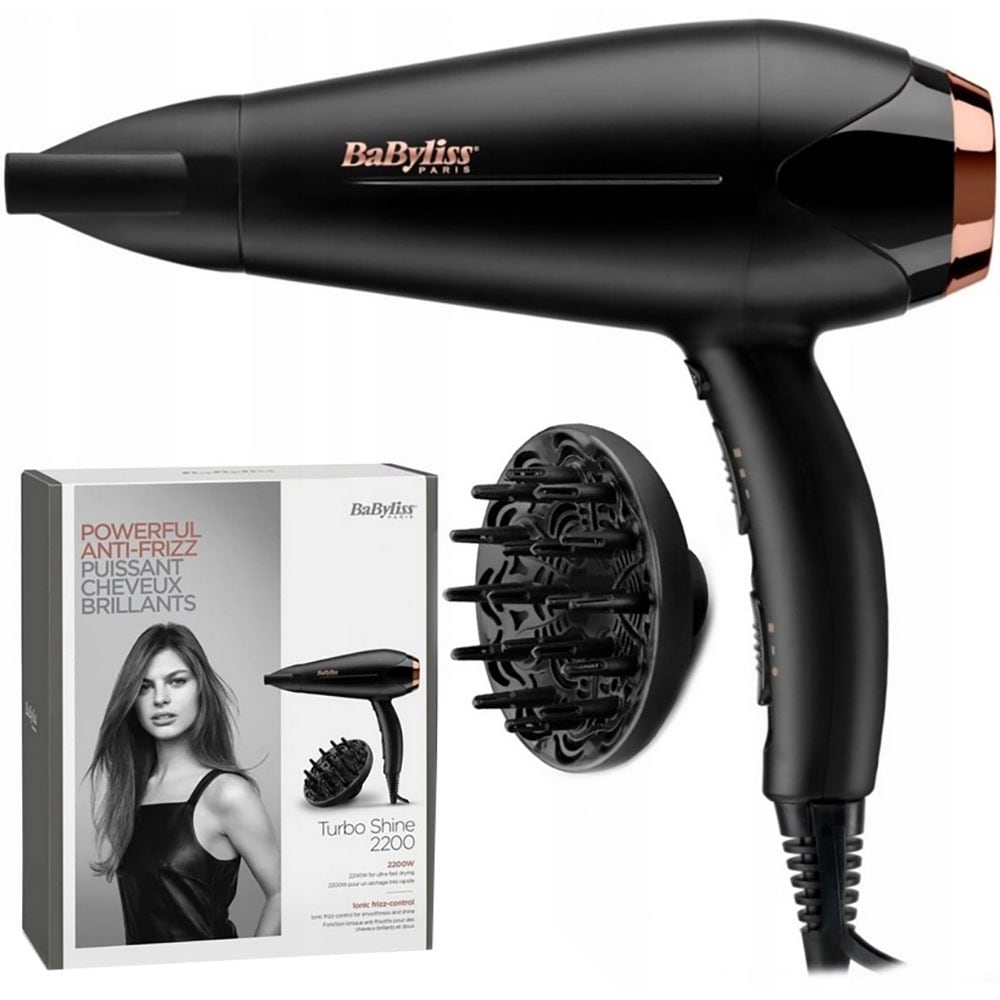 Uscator de par BABYLISS Turbo Shine D570DE, 2200W, 2 viteze, negru