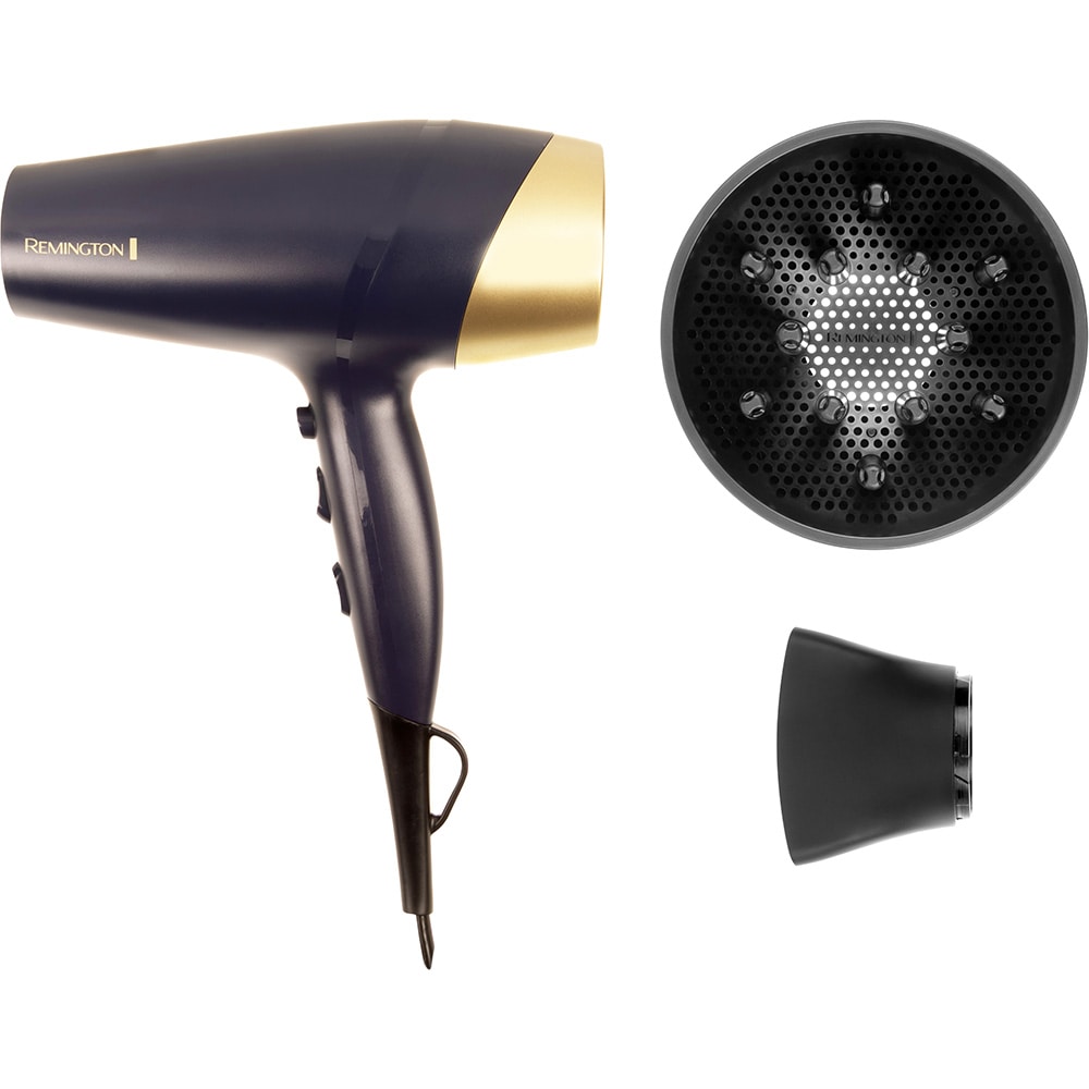 Uscator de par REMINGTON Sapphire Luxe D5805, 2200W, 2 viteze, 3 trepte temperatura, albastru