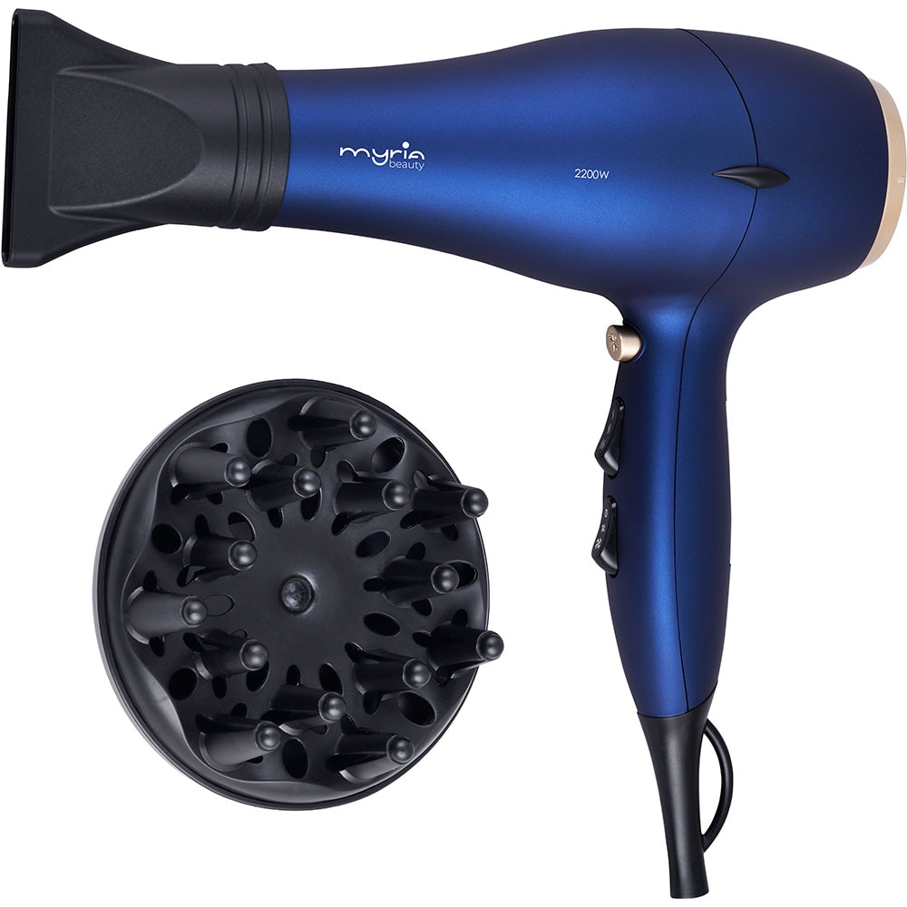 Uscator de par MYRIA MY4881, 2200W, 2 viteze, 3 trepte temperatura, albastru