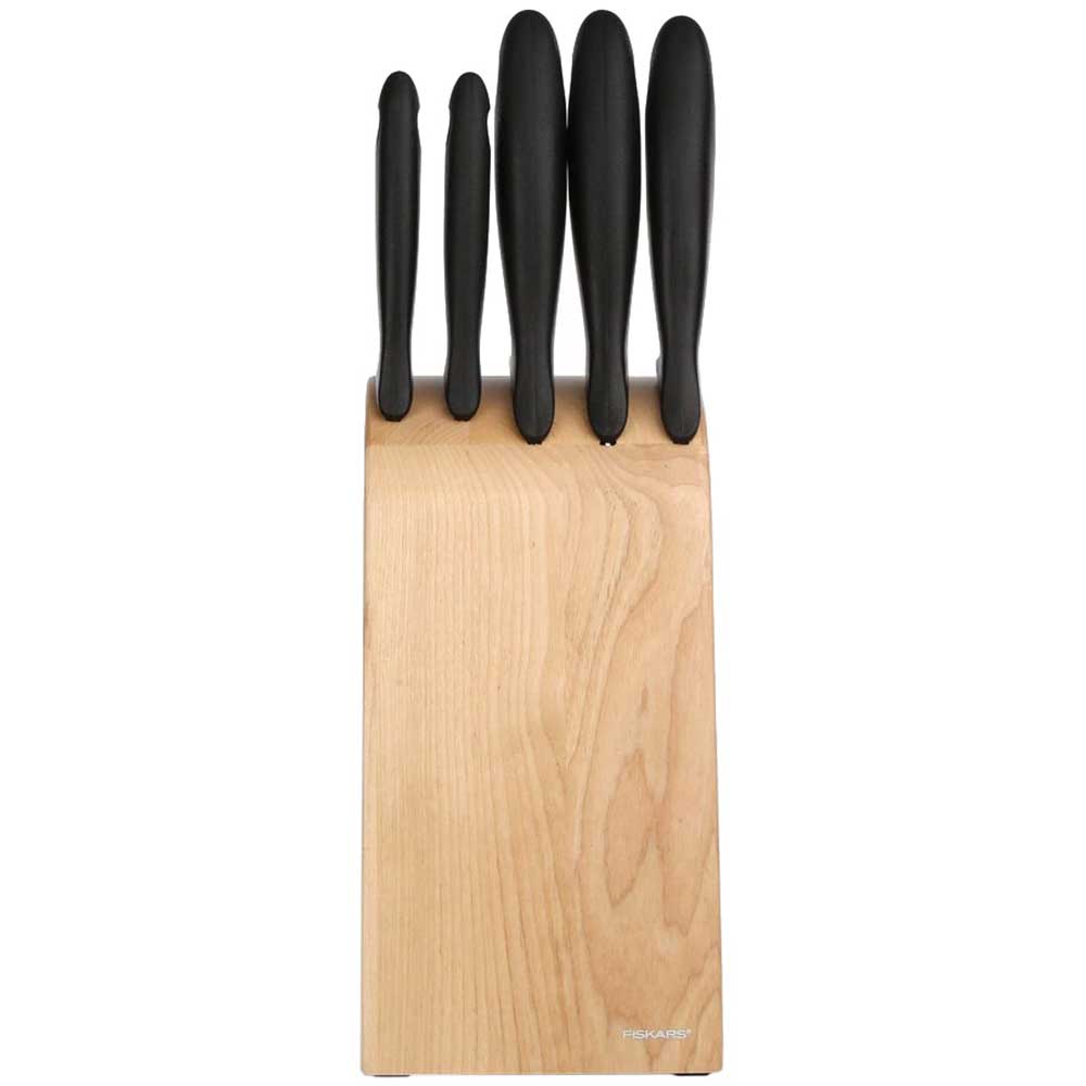 Set cutite FISKARS Essential 1023782, 6 piese, 7-23cm, negru-maro