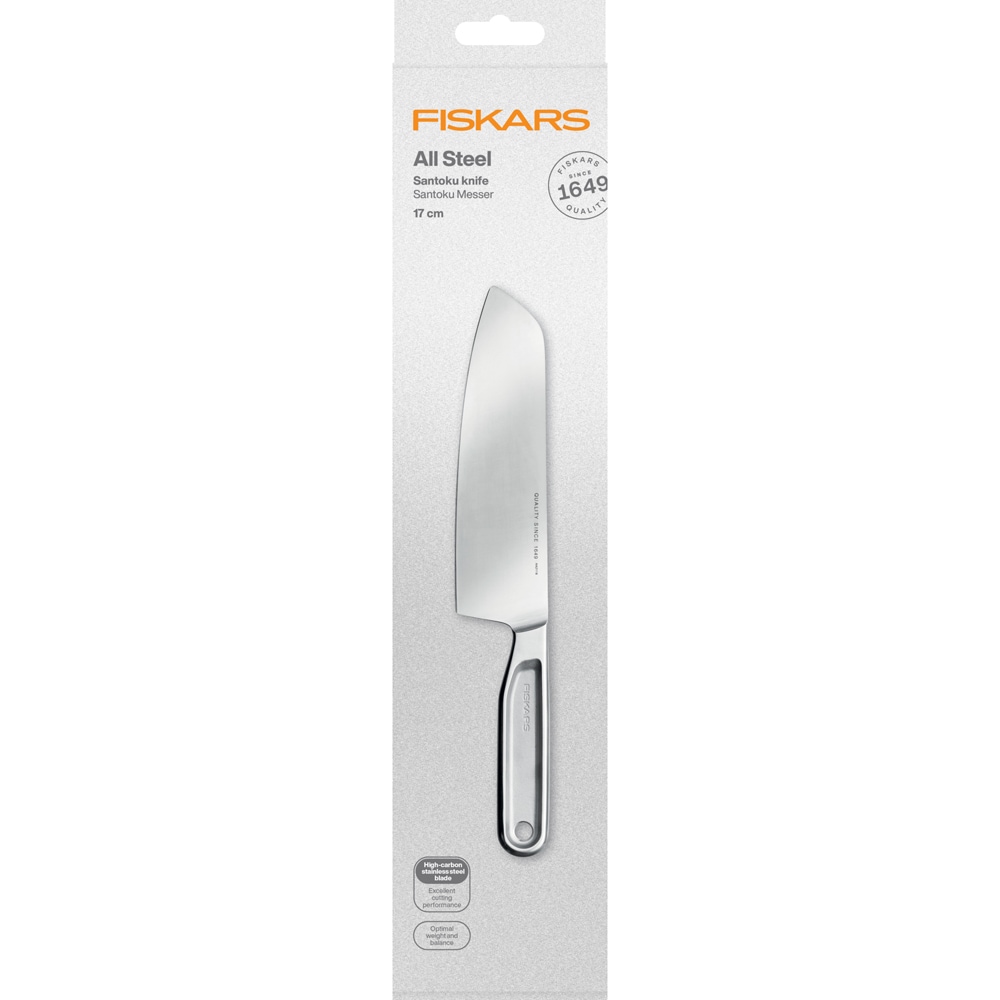 Cutit Santoku FISKARS All Steel 1062884, 17cm, otel, argintiu