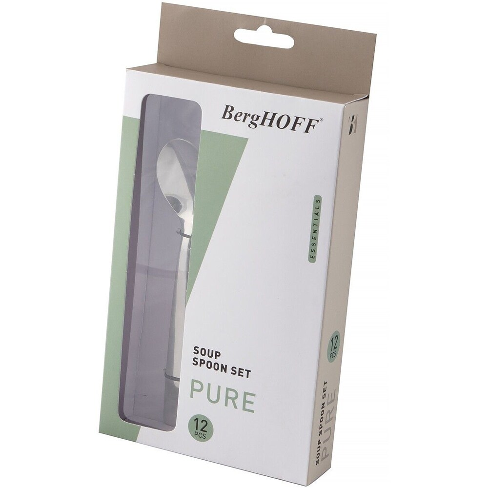 Set linguri supa BERGHOFF Pure 1212032, 12 piese, inox, argintiu
