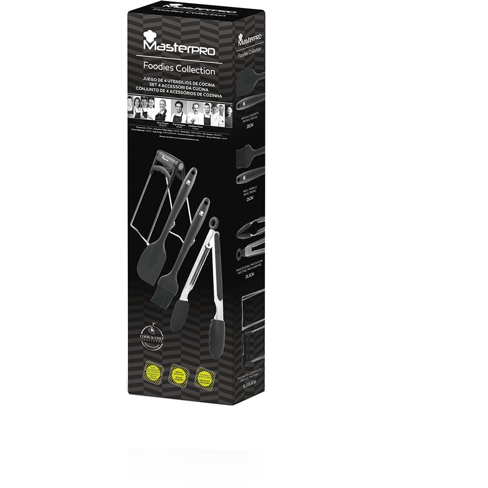 Set ustensile bucatarie MASTERPRO, 4 piese, silicon, negru
