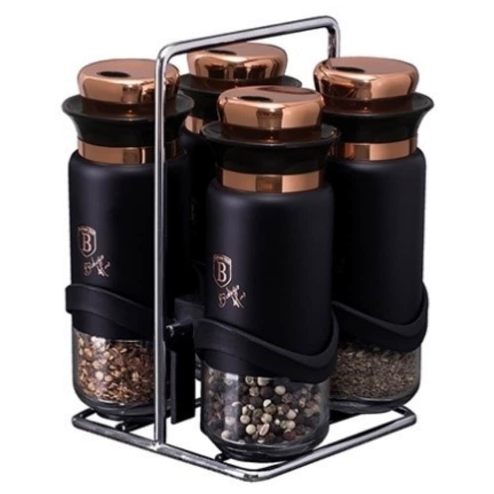 Set recipiente pentru condimente BERLINGER HAUS Black-Rose Collection BH1999, 4 buc
