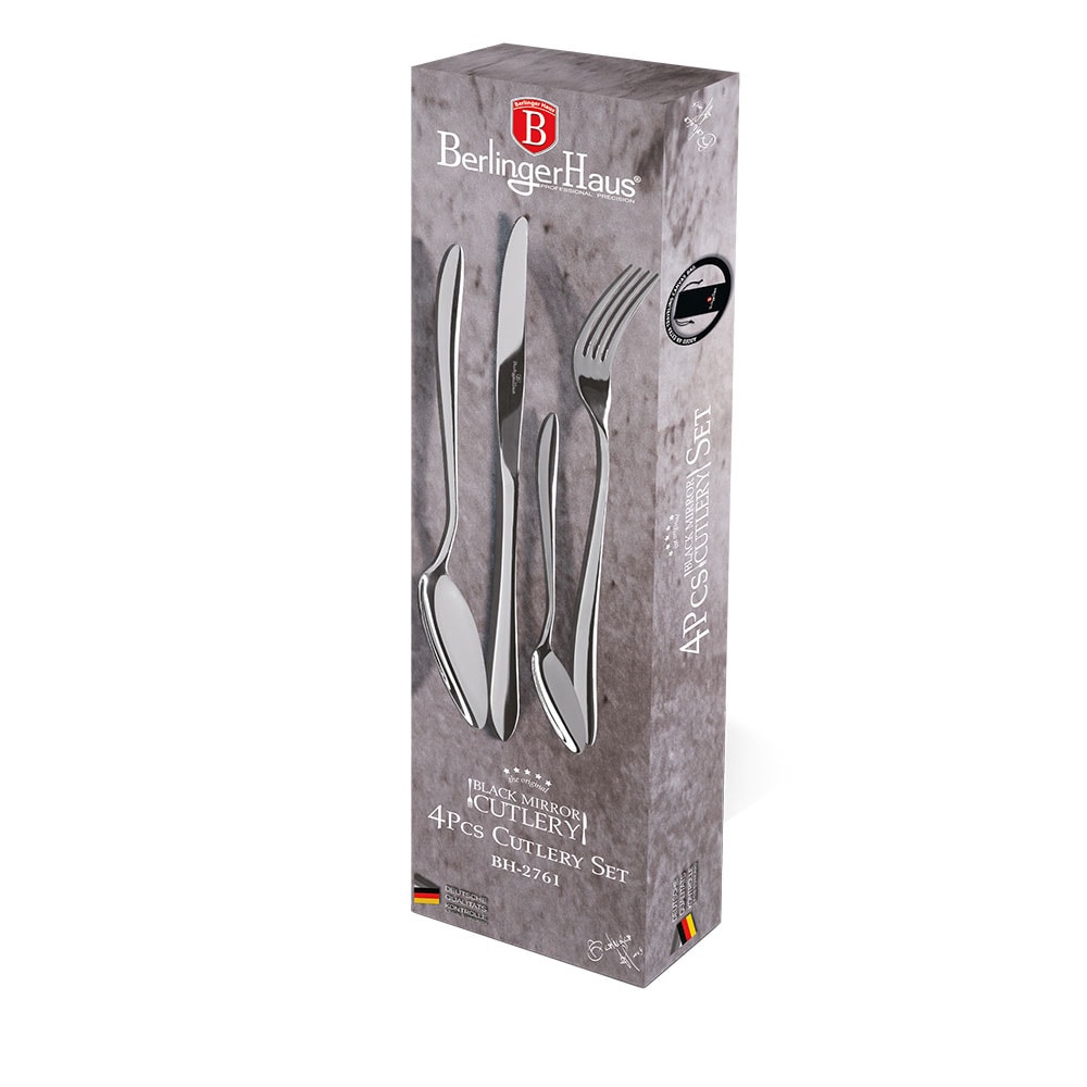 Set tacamuri BERLINGER HAUS BH/2761, 4 piese, inox, argintiu