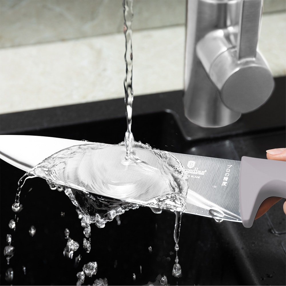 Set cutite BERLINGER HAUS BH/2946 + suport magnetic, 5 piese, otel, 9-20cm, gri