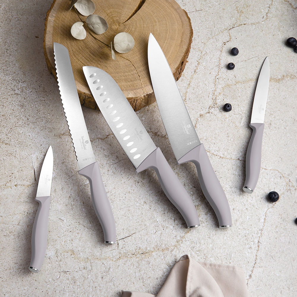 Set cutite BERLINGER HAUS BH/2946 + suport magnetic, 5 piese, otel, 9-20cm, gri