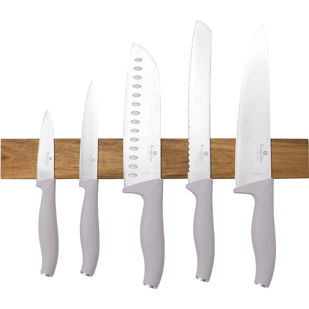 Set cutite BERLINGER HAUS BH/2946 + suport magnetic, 5 piese, otel, 9-20cm, gri