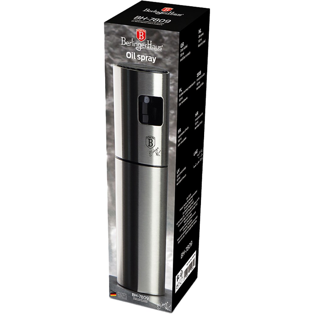 Sticla cu pulverizator pentru ulei BERLINGER HAUS BH/7809, 100 ml, inox, argintiu