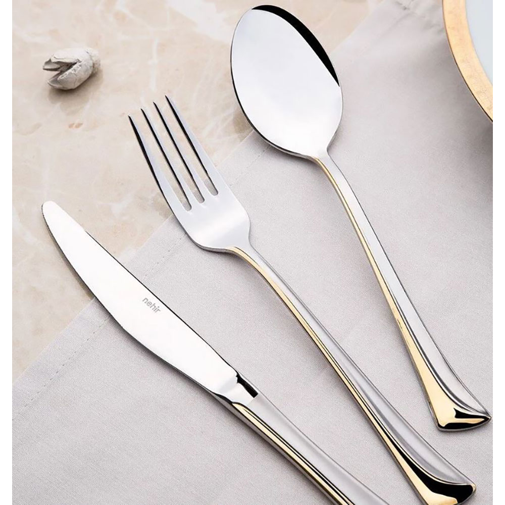 Set tacamuri NEHIR Maksi, 24 piese, inox, auriu