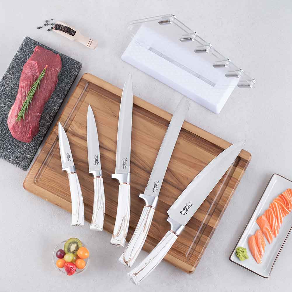 Set cutite MYRIA MC4053, 7 piese, otel inoxidabil, 12-19cm, alb