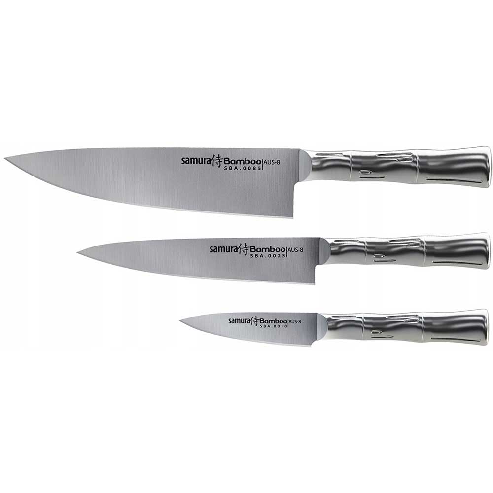 Set cutite SAMURA Bamboo Chef's Essential, 3 piese, 8 - 20cm, inox, argintiu