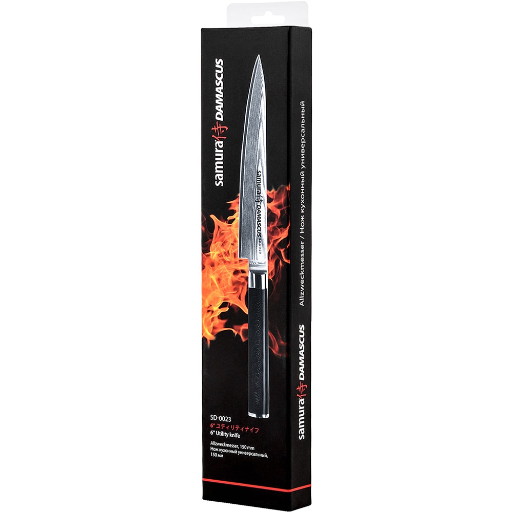 Cutit universal SAMURA Damascus SD-0023, 15cm, otel, negru