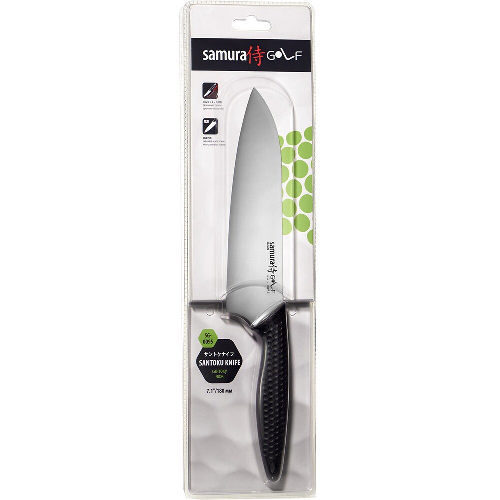 Cutit Santoku SAMURA Golf SG-0095, 18cm, otel, negru
