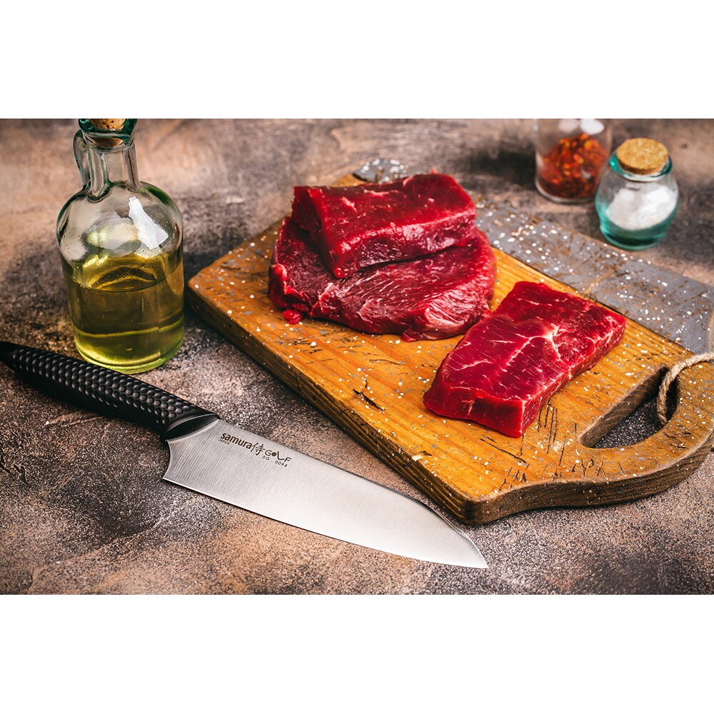 Cutit Santoku SAMURA Golf SG-0095, 18cm, otel, negru