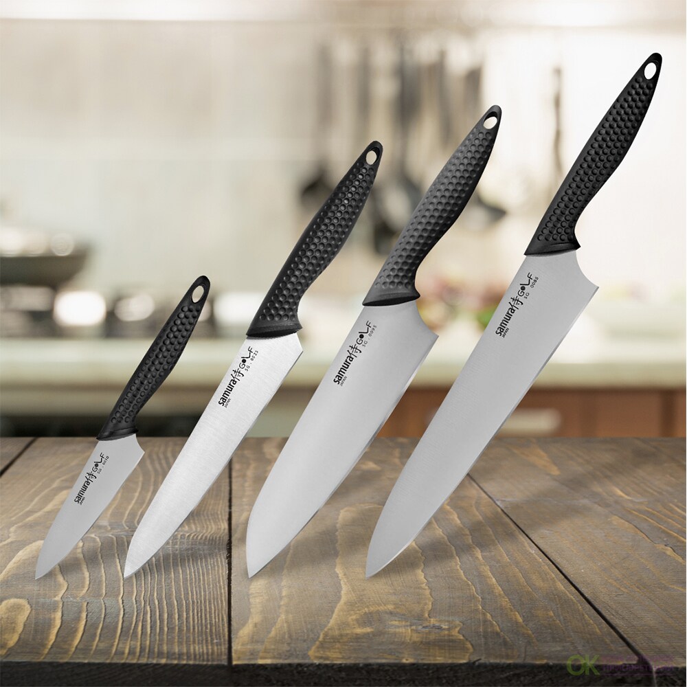 Set cutite SAMURA Golf SG-0240, 4 piese, 9.8-25.2cm, otel, negru