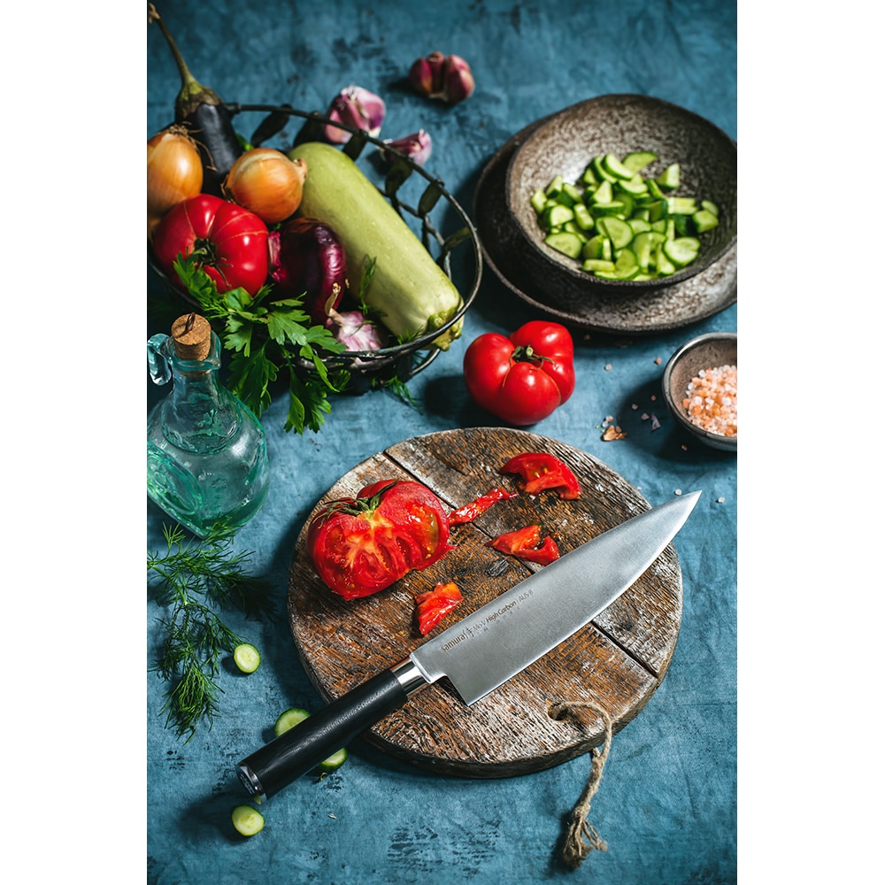 Cutit Chef SAMURA MO-V SM-0085, 20cm, otel, negru