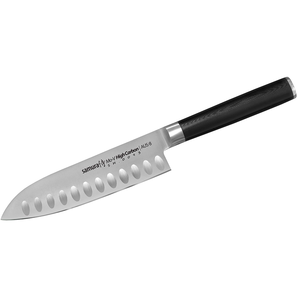 Cutit Santoku SAMURA MO-V SM-0093, 13.8cm, otel, negru