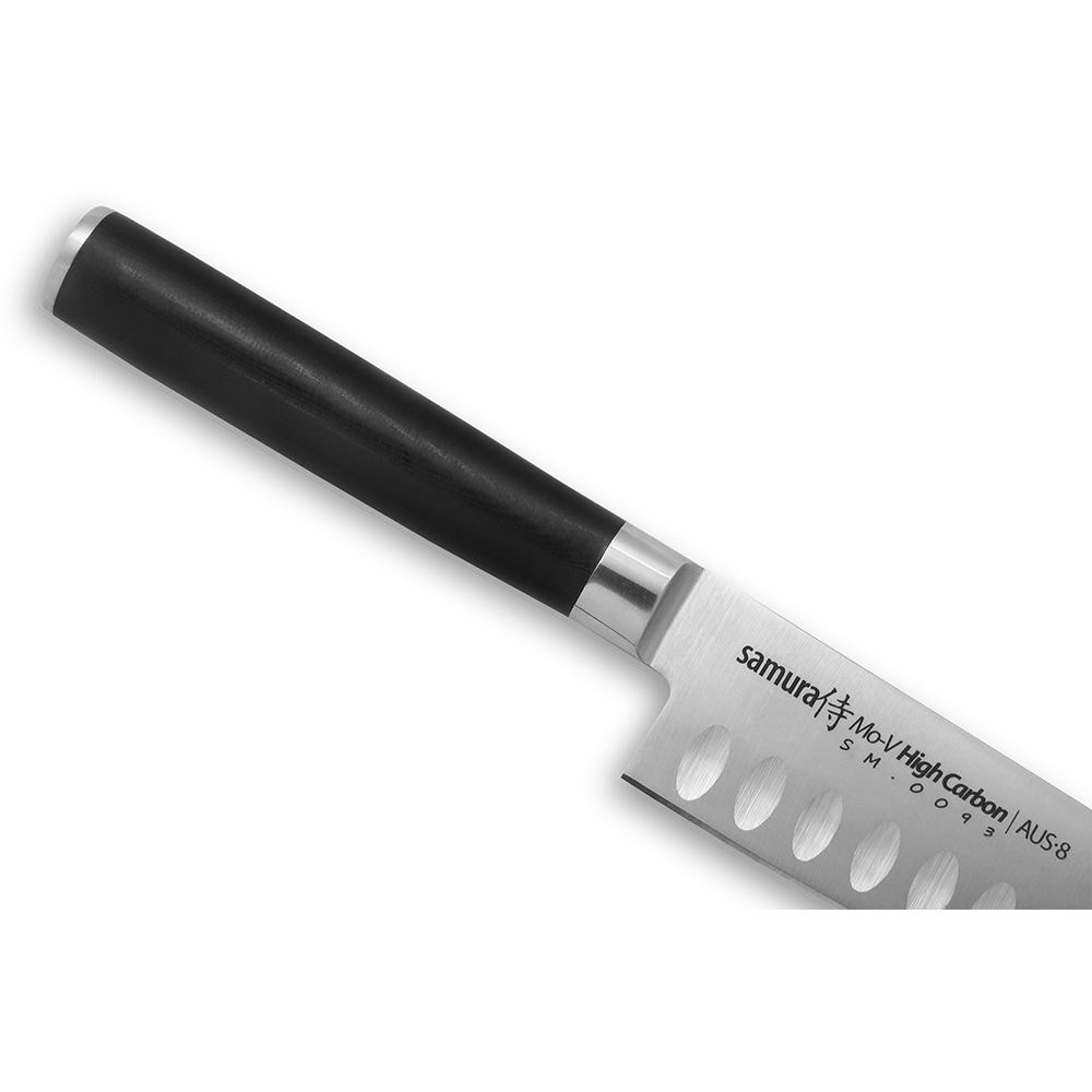 Cutit Santoku SAMURA MO-V SM-0093, 13.8cm, otel, negru