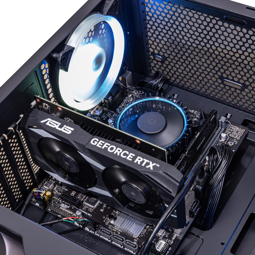 Sistem Desktop Gaming MYRIA Digital V42WIN Powered by ASUS, Intel Core I5-14400F pana la 4.7GHz, 16GB, SSD 1TB, NVIDIA GeForce RTX 3050 6GB, Windows 11 Home