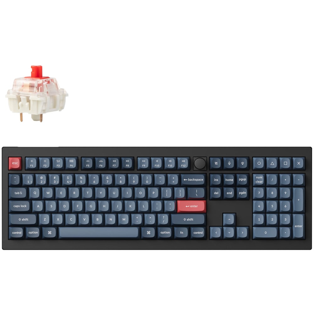 Tastatura Gaming Wireless mecanica KEYCHRON V6 MAX QMK/VIA FULL, Gateron Jupiter Red Switches, Bluetooth, USB, Layout US, negru