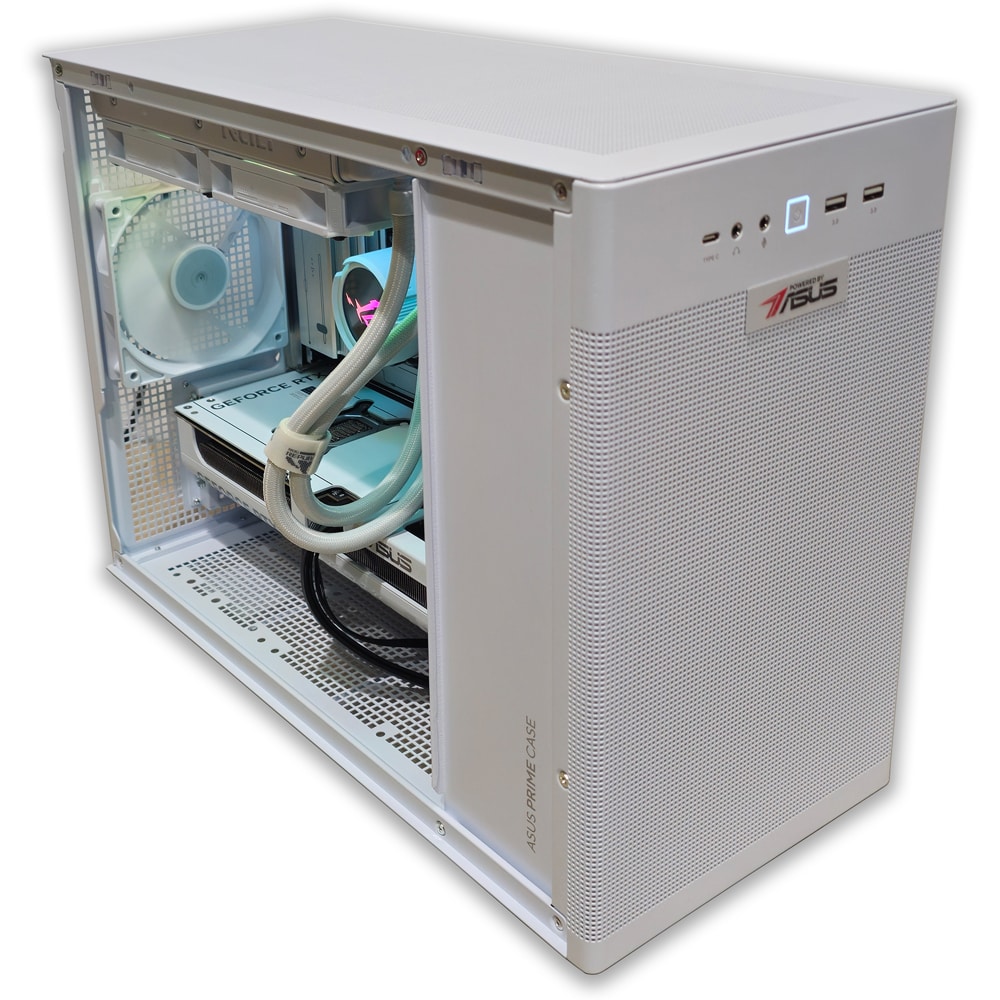 Sistem Desktop PC MYRIA STYLE V96W Powered by ASUS, AMD Ryzen 5 9600X pana la 5.4GHz, 32GB, SSD 1TB, NVIDIA GeForce RTX 5070 12GB, Windows 11 Home